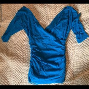 Marciano deep v-neck teal long sleeve S NWOT